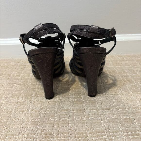 Donald‎ Pliner Women's Leather Slingback Sandals Caged Metallic Strappy Size 6 - Picture 3 of 5